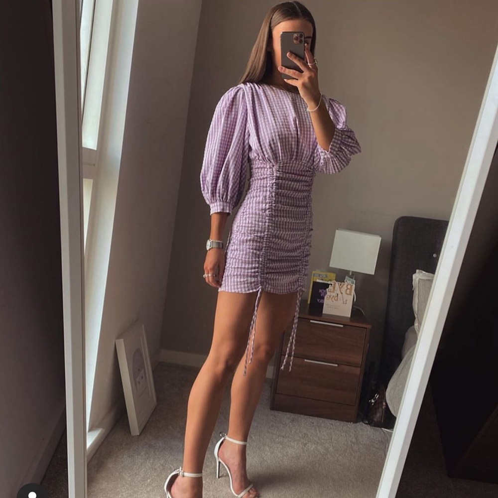 Zara Purple gingham dress